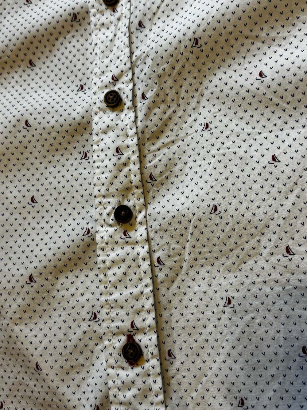 Free Planet Button Down Shirt Size Large (6) White Sailboat Print - Picture 5 of 8